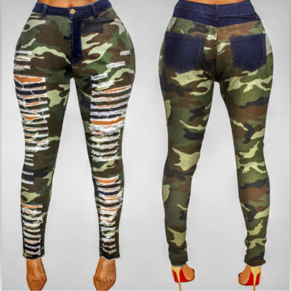 Camo Distressed Jeans